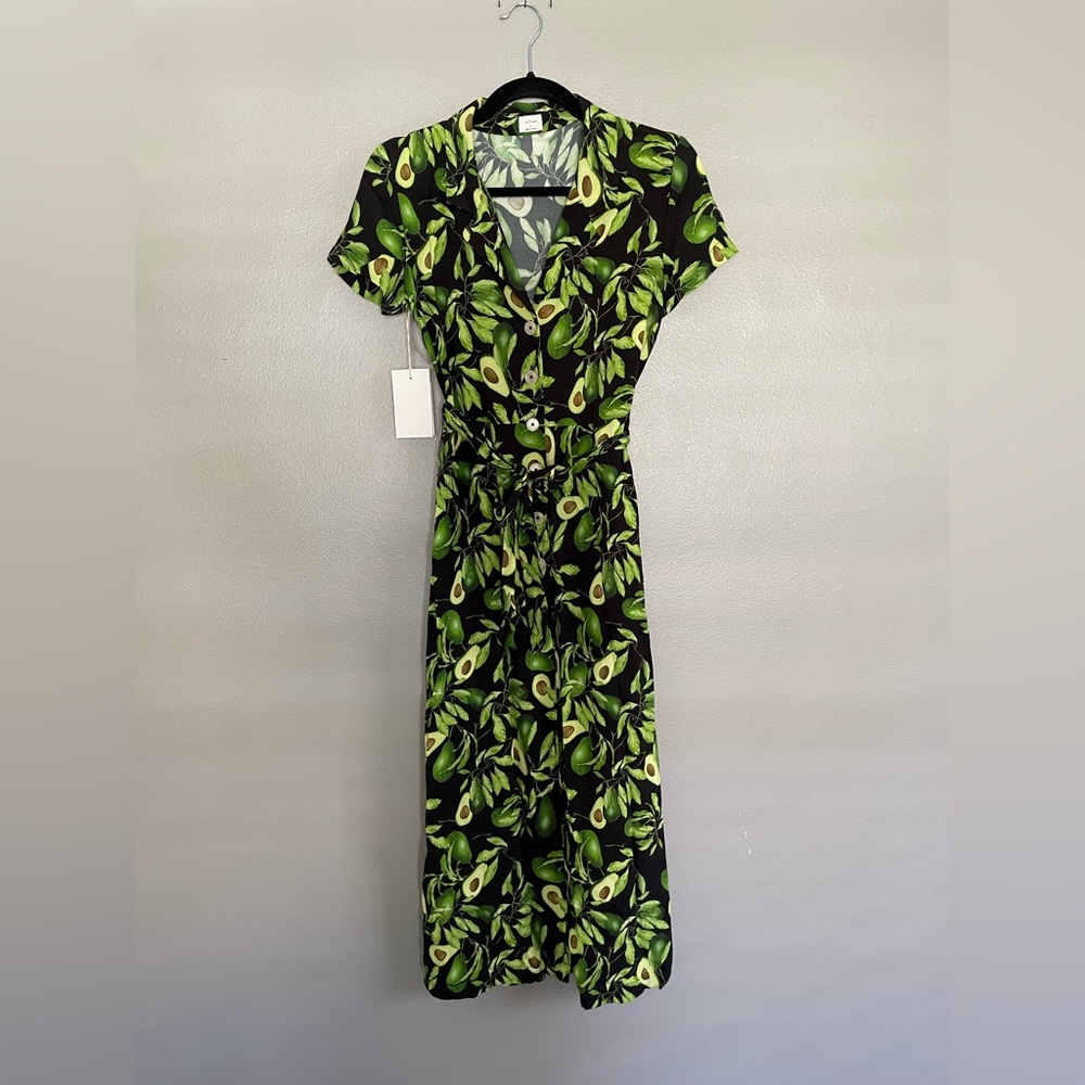 Aritzia Wilfred Womens Button Tie Shirt Dress Avocado XS
